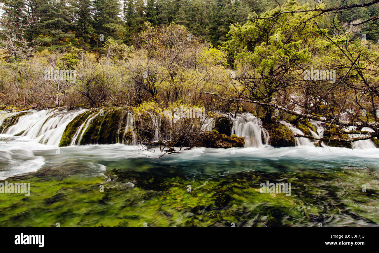 Waterfall in Jiuzhaigou,Sichuan China Stock Photo