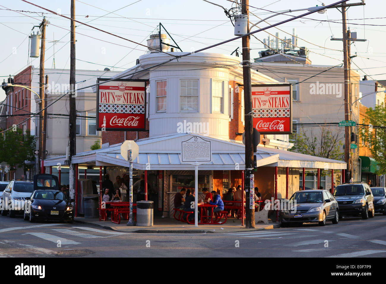 Pat's Steaks, 1237 E Passyunk Ave, Philadelphia, PA. exterior storefront of a cheesesteak eatery in passyunk square. Stock Photo