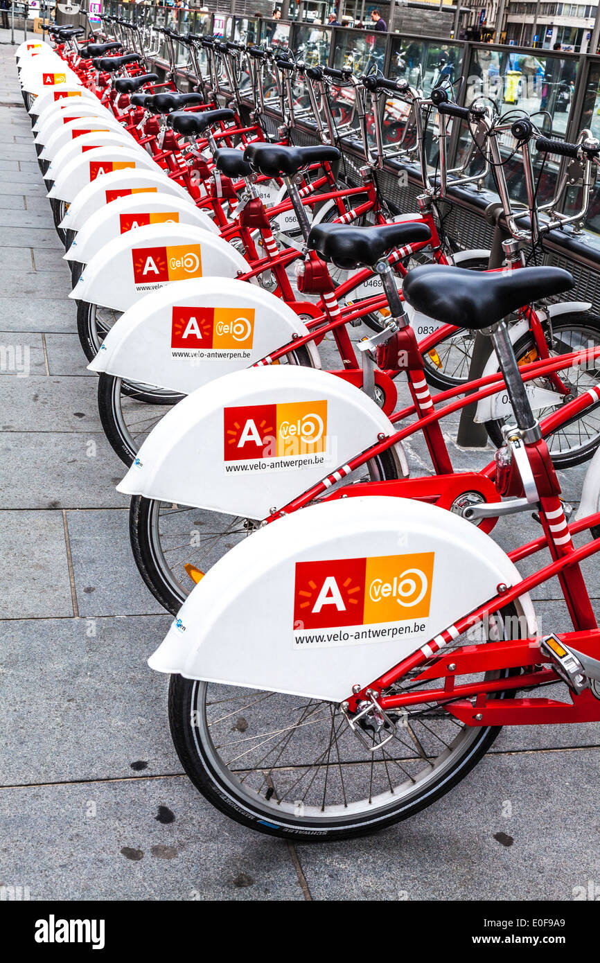 Belgium antwerp velo bike station hires stock photography and images