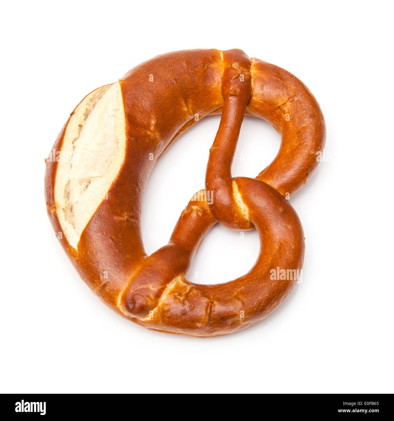 Traditional German Pretzel isolated on a white studio background Stock