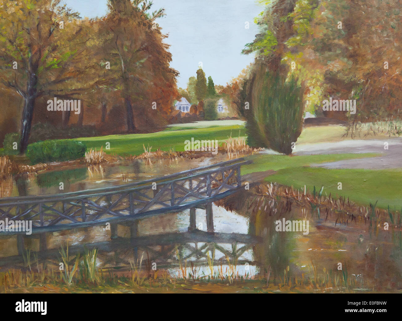 Painting nature bridge oil hi-res stock photography and images - Alamy