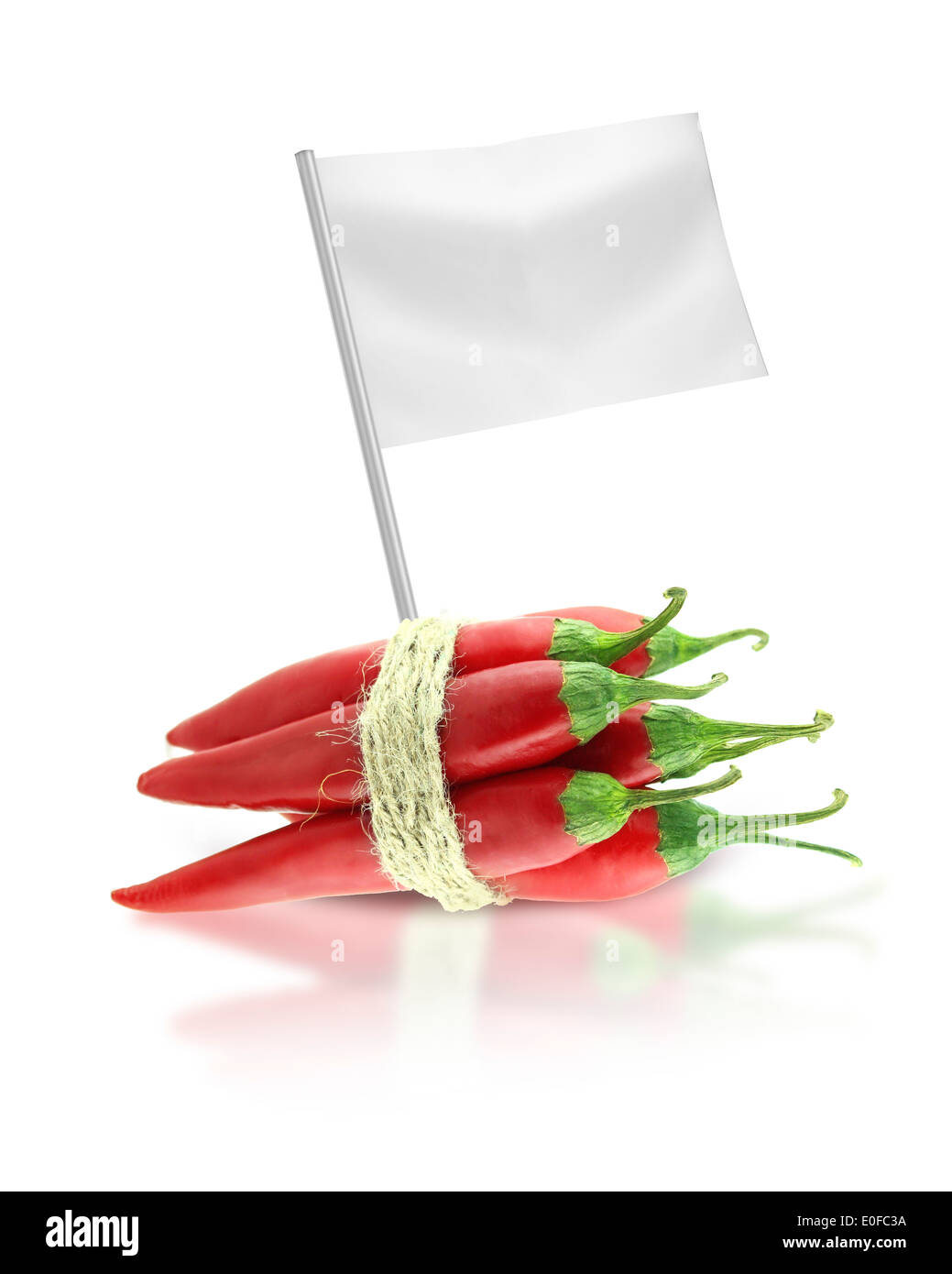 Healthy and organic food concept. Fresh red hot chili pepper with flag