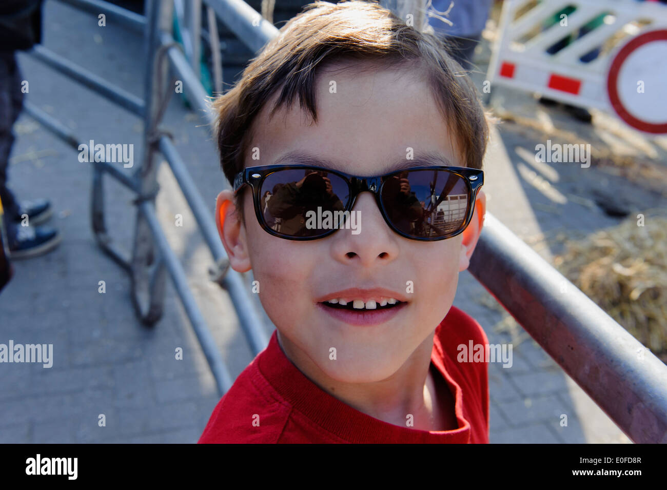 boy at traditional ox-market in Wedel, Schleswig-Holstein Germany Stock Photo