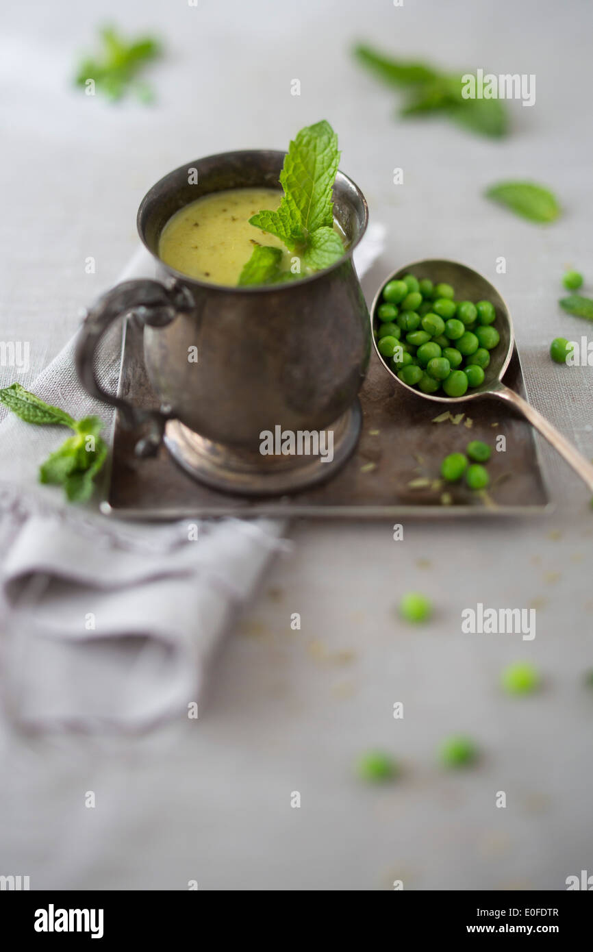 Mint & Pea Homemade Soup Stock Photo