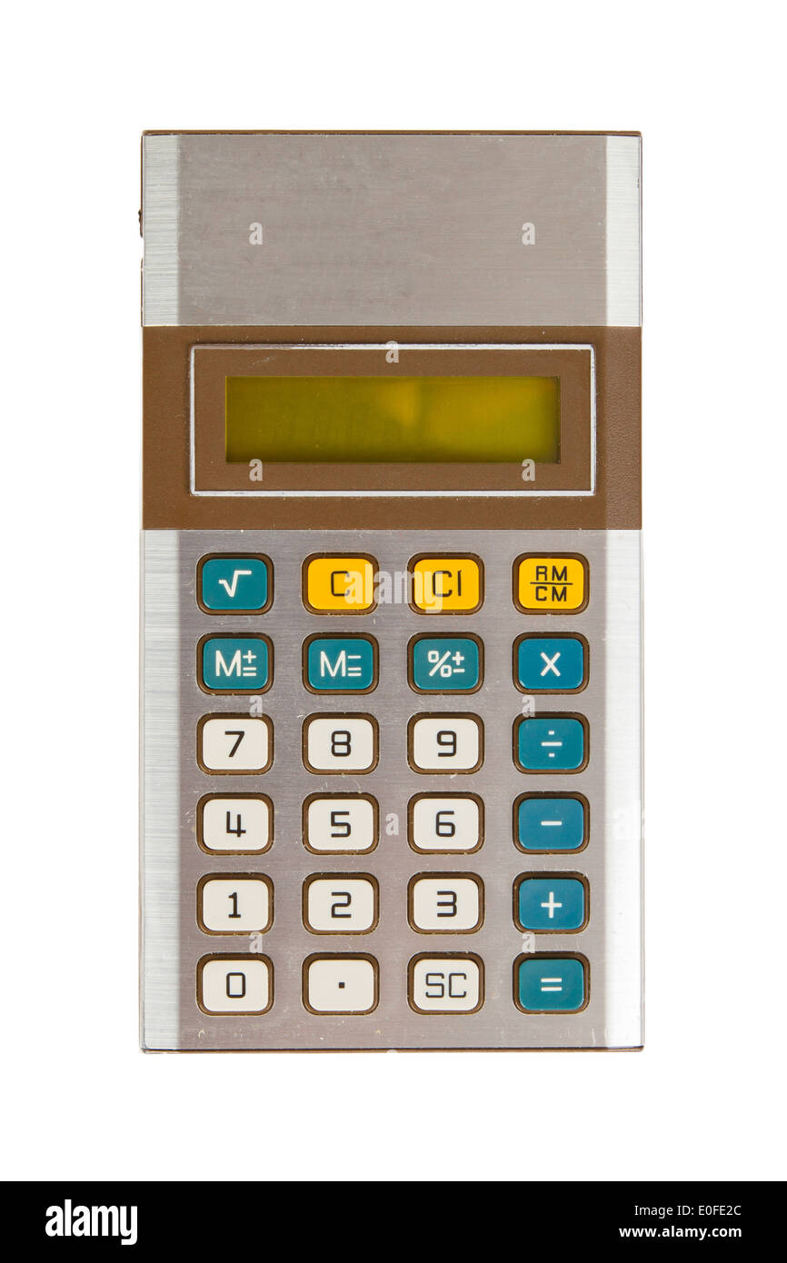Old calculator, isolated on white with clipping path Stock Photo