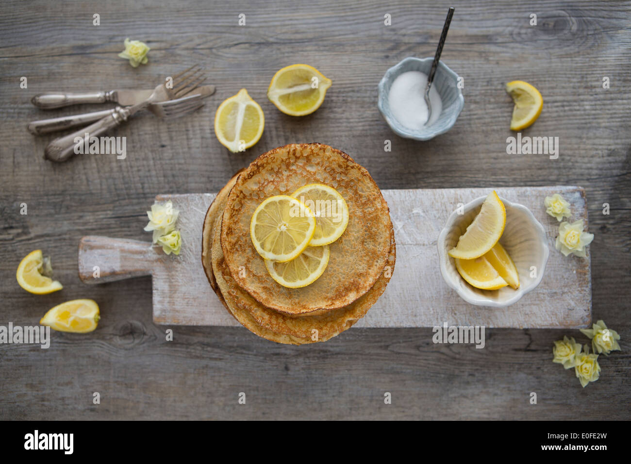 Classic Lemon and Sugar Pancakes Stock Photo Alamy