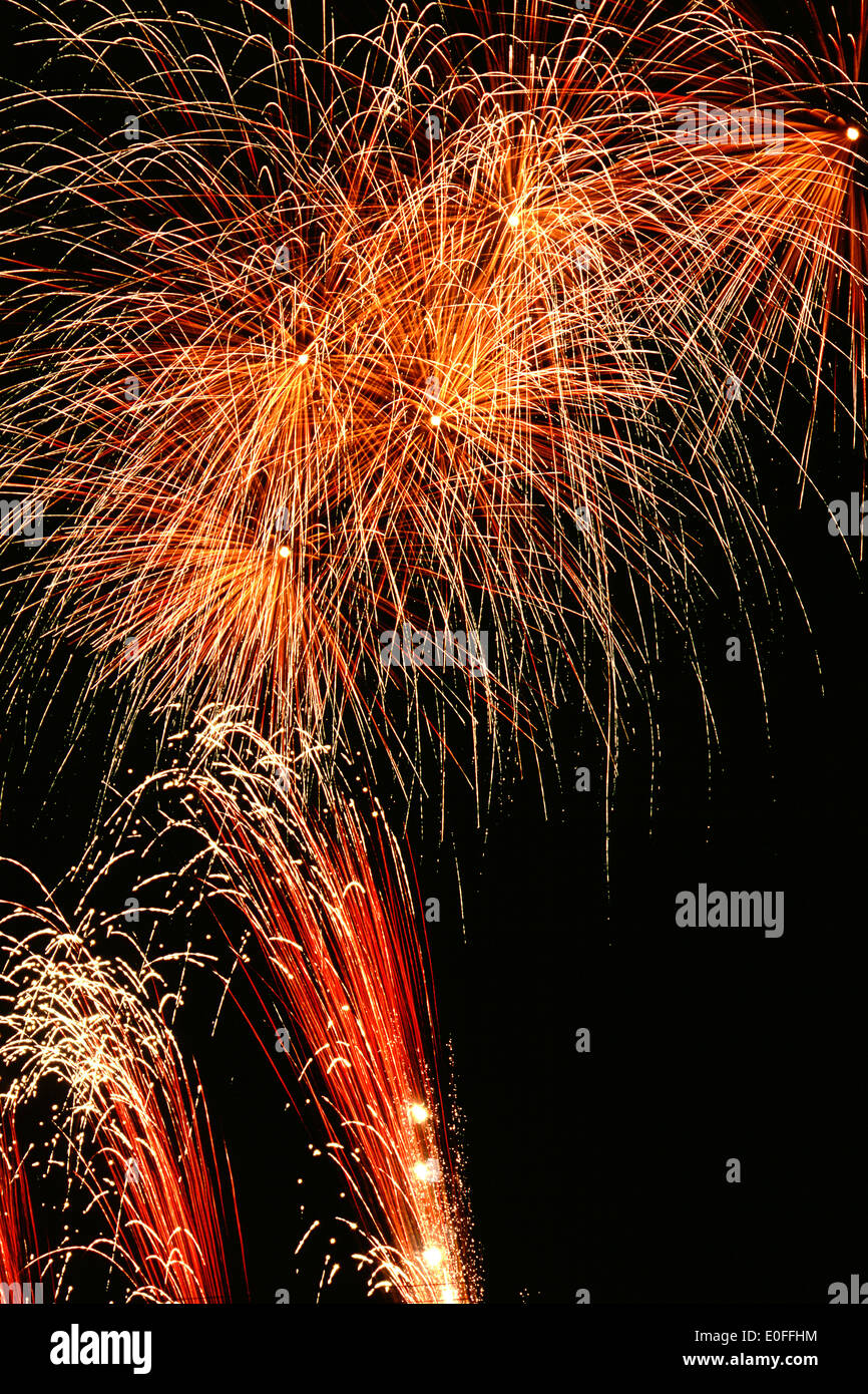 irework fireworks pyrotechnic explosive colorful event celecration show pyrotechnics Festival Quebec, Canada Stock Photo