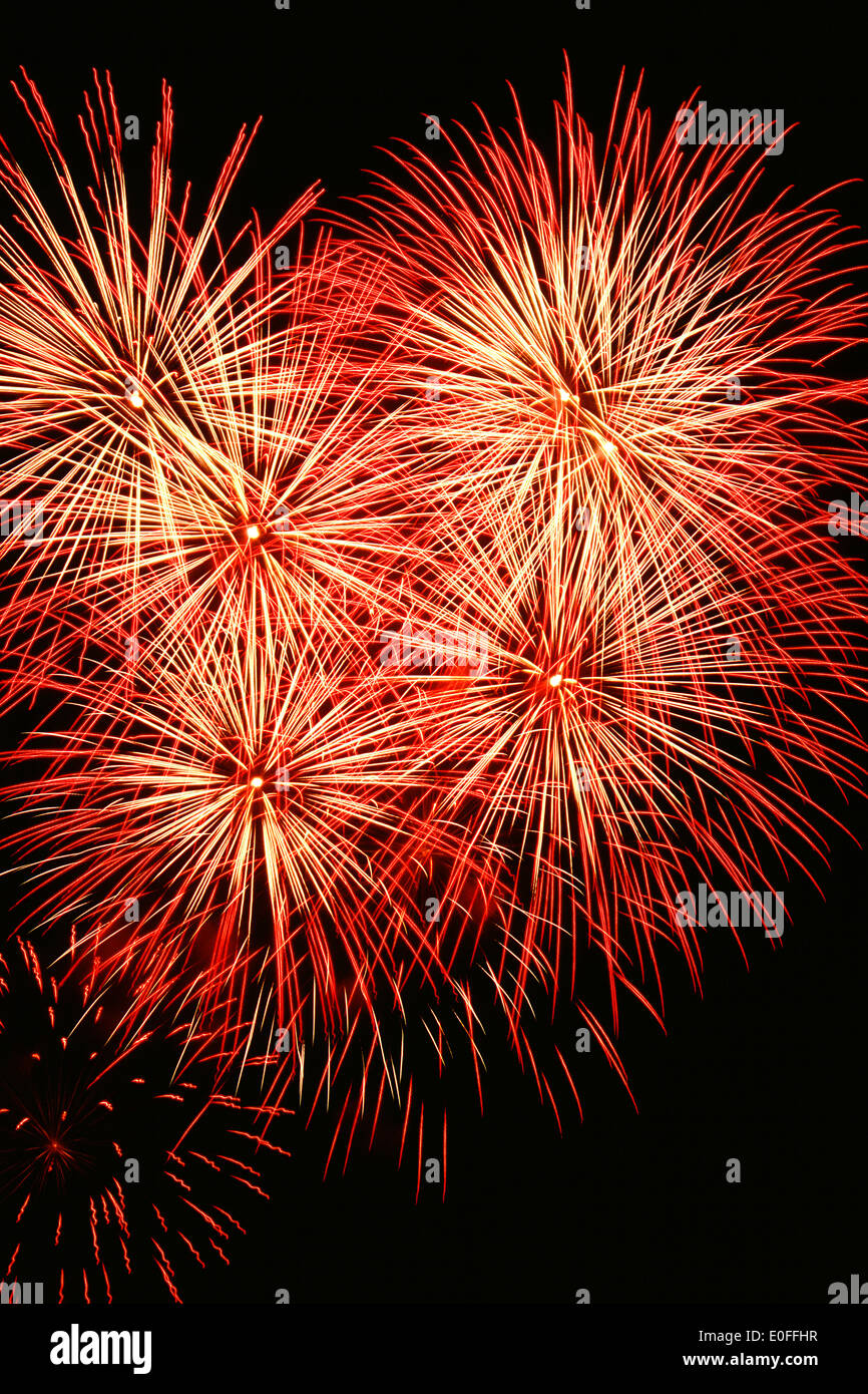 irework fireworks pyrotechnic explosive colorful event celecration show pyrotechnics Festival Quebec, Canada Stock Photo
