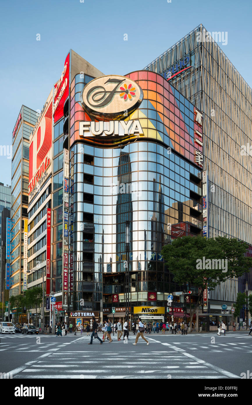 Fujiya Building And Sukiyabashi Crossing Tokyo Japan Stock - 