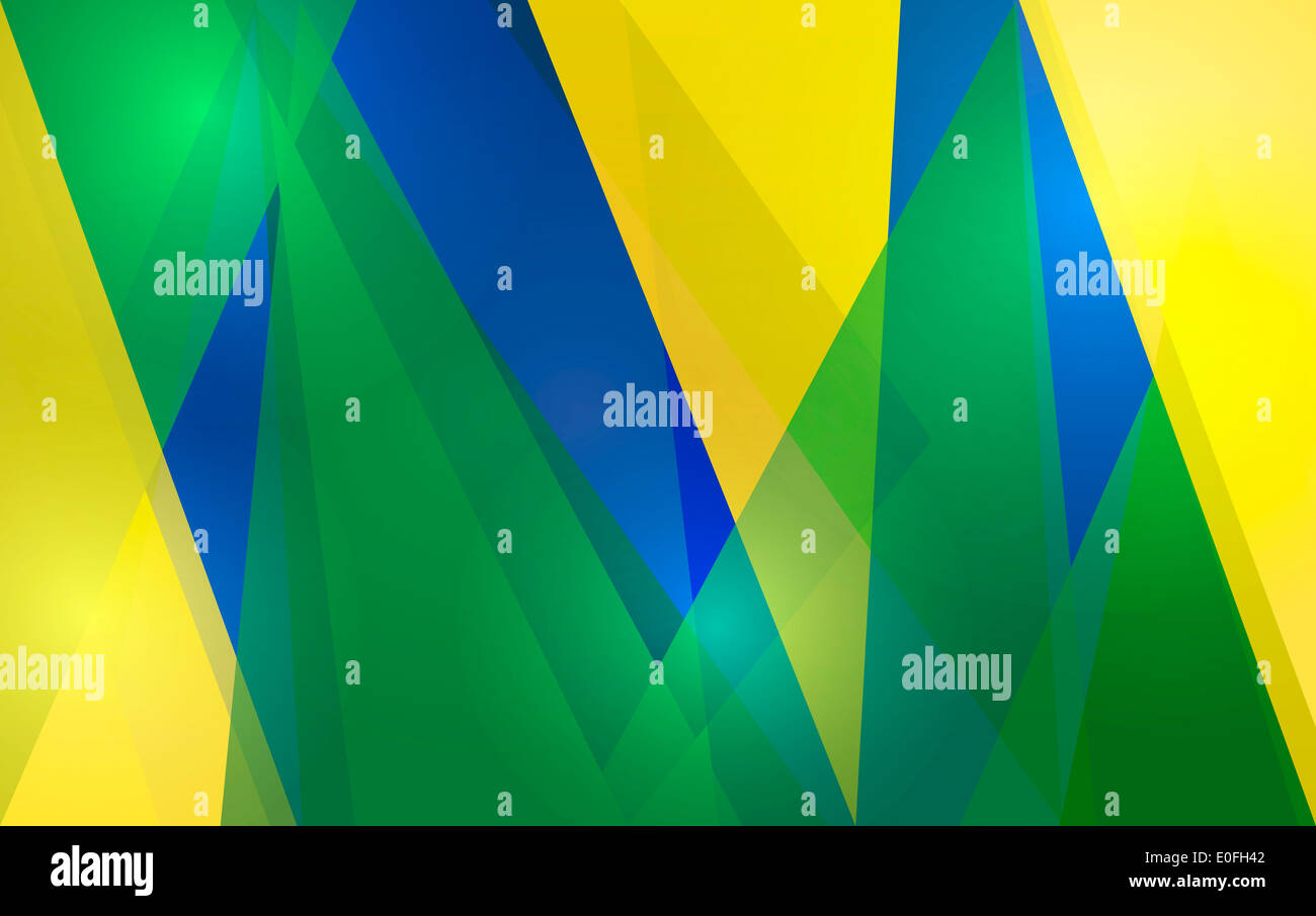 Abstract geometry background with brazil flag colors. Stock Photo