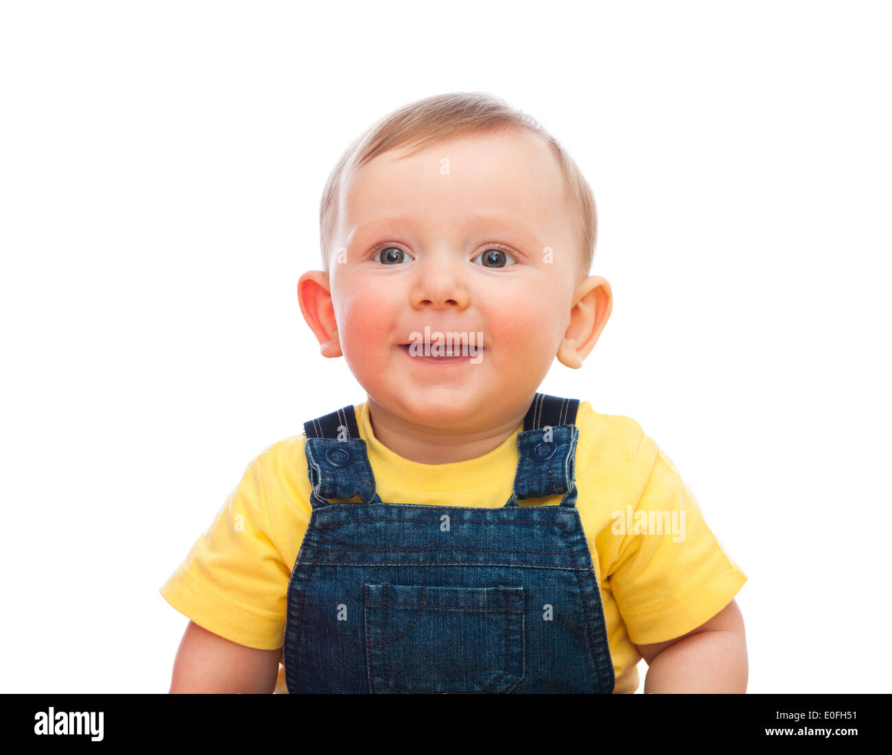 portrait of caucasian bay playing with toy Stock Photo