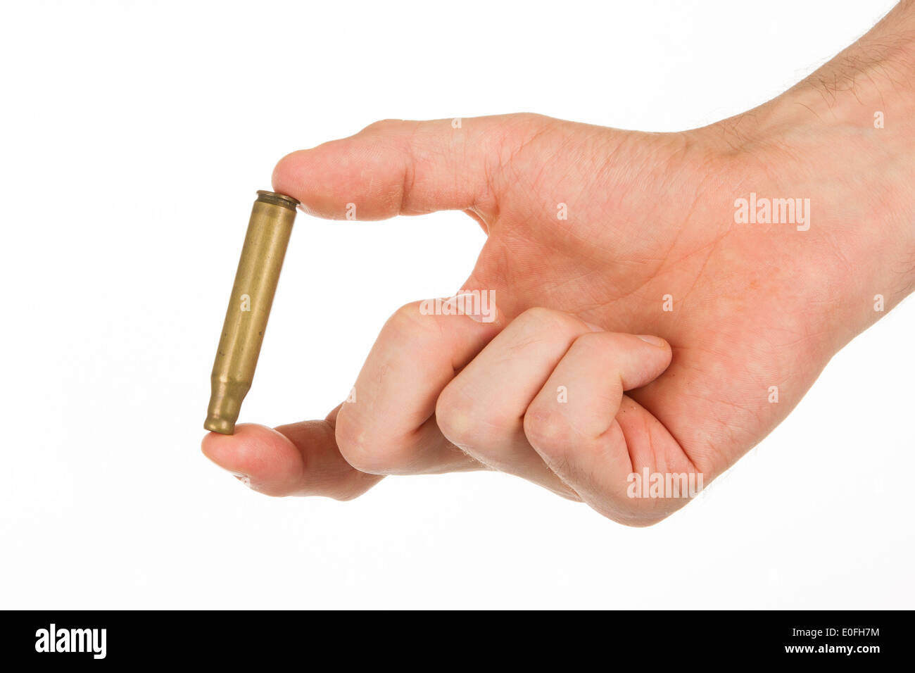 Hand holding an empty cartridge, isolated on white Stock Photo