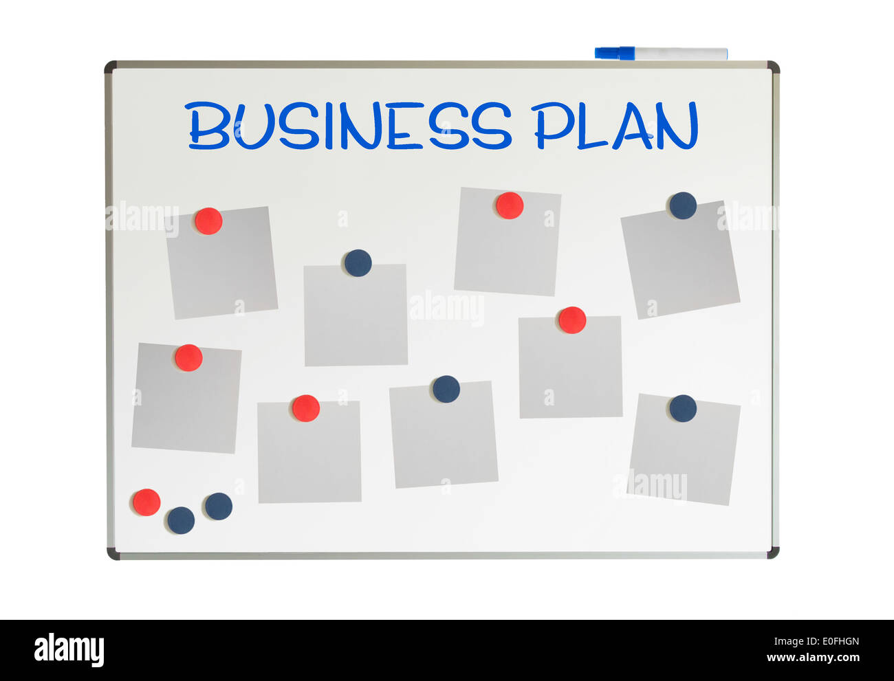 Block diagram on a whiteboard  business plan  isolated Stock Photo