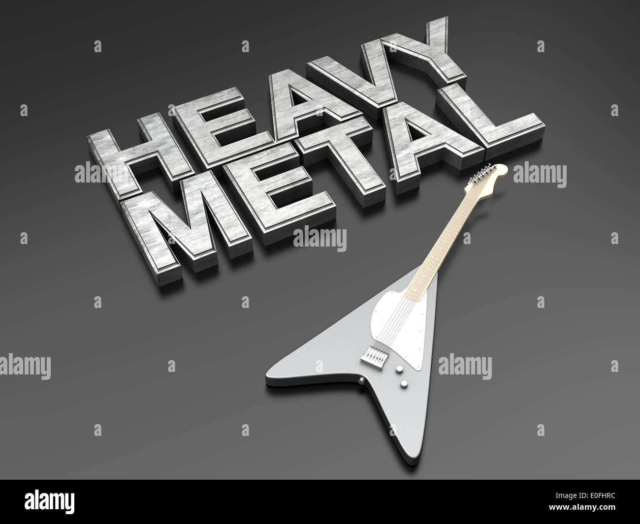 The Word Heavy Metal With A Generic Guitar Stock Photo Alamy
