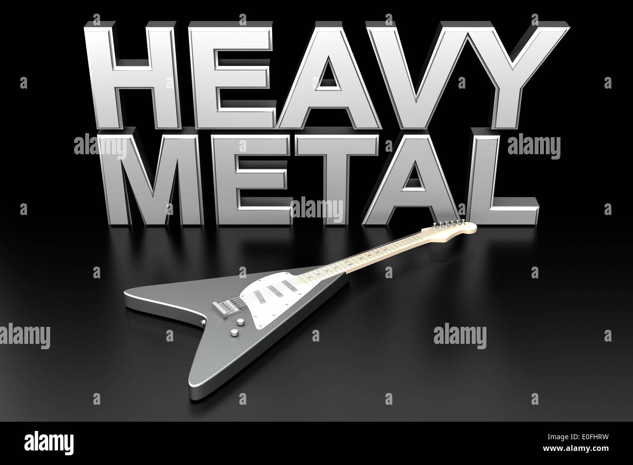 The word heavy metal with a generic guitar Stock Photo Alamy