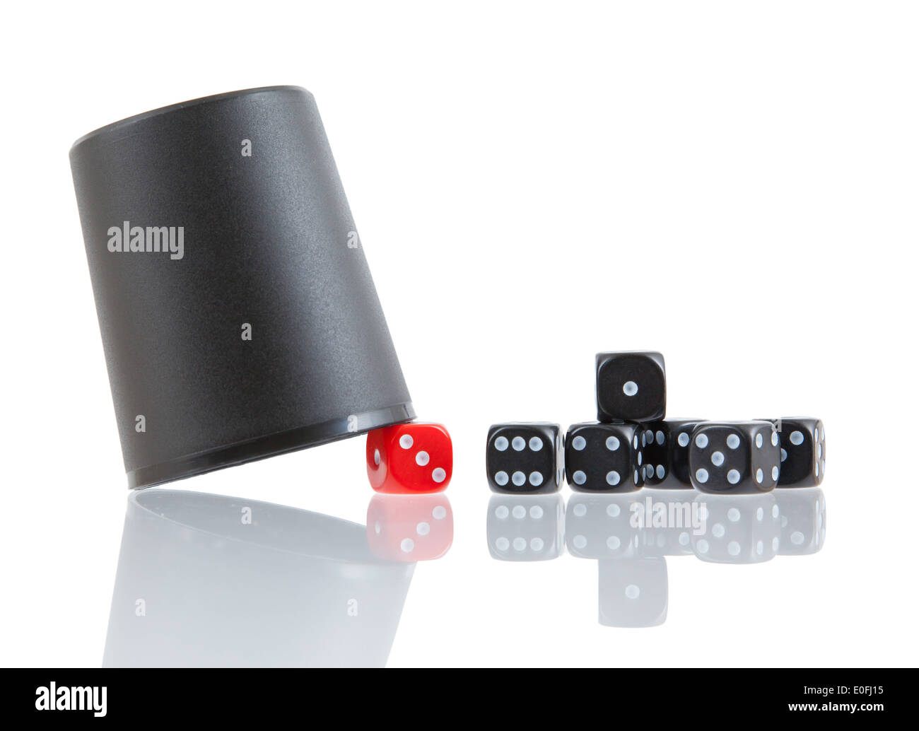 Gambling background with dice and dice cup, isolated on white Stock Photo Alamy
