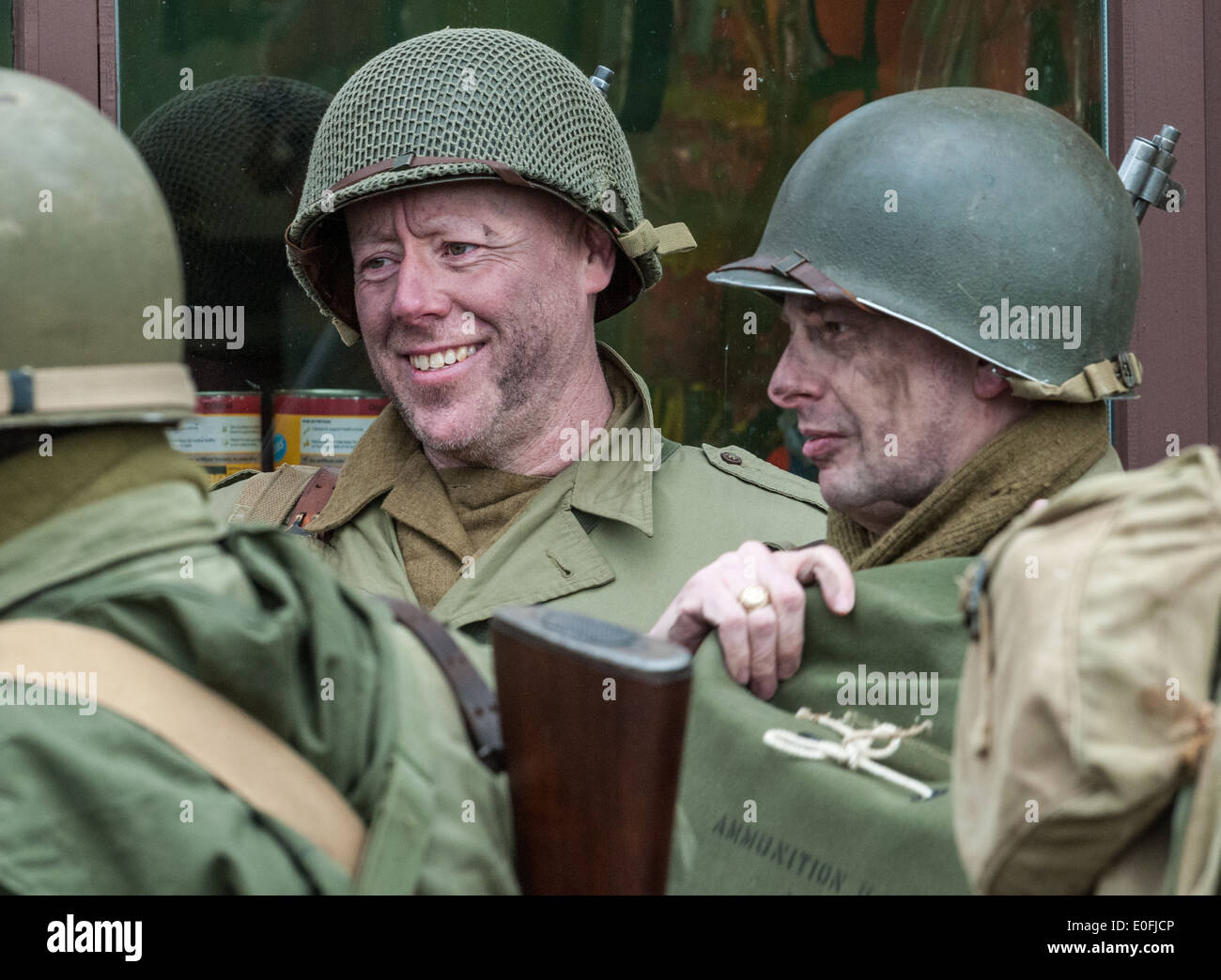 A re-enactment, or reenactment, group specialising in American GIs of World War  2 from D-Day, June 1944 to end of the war Stock Photo
