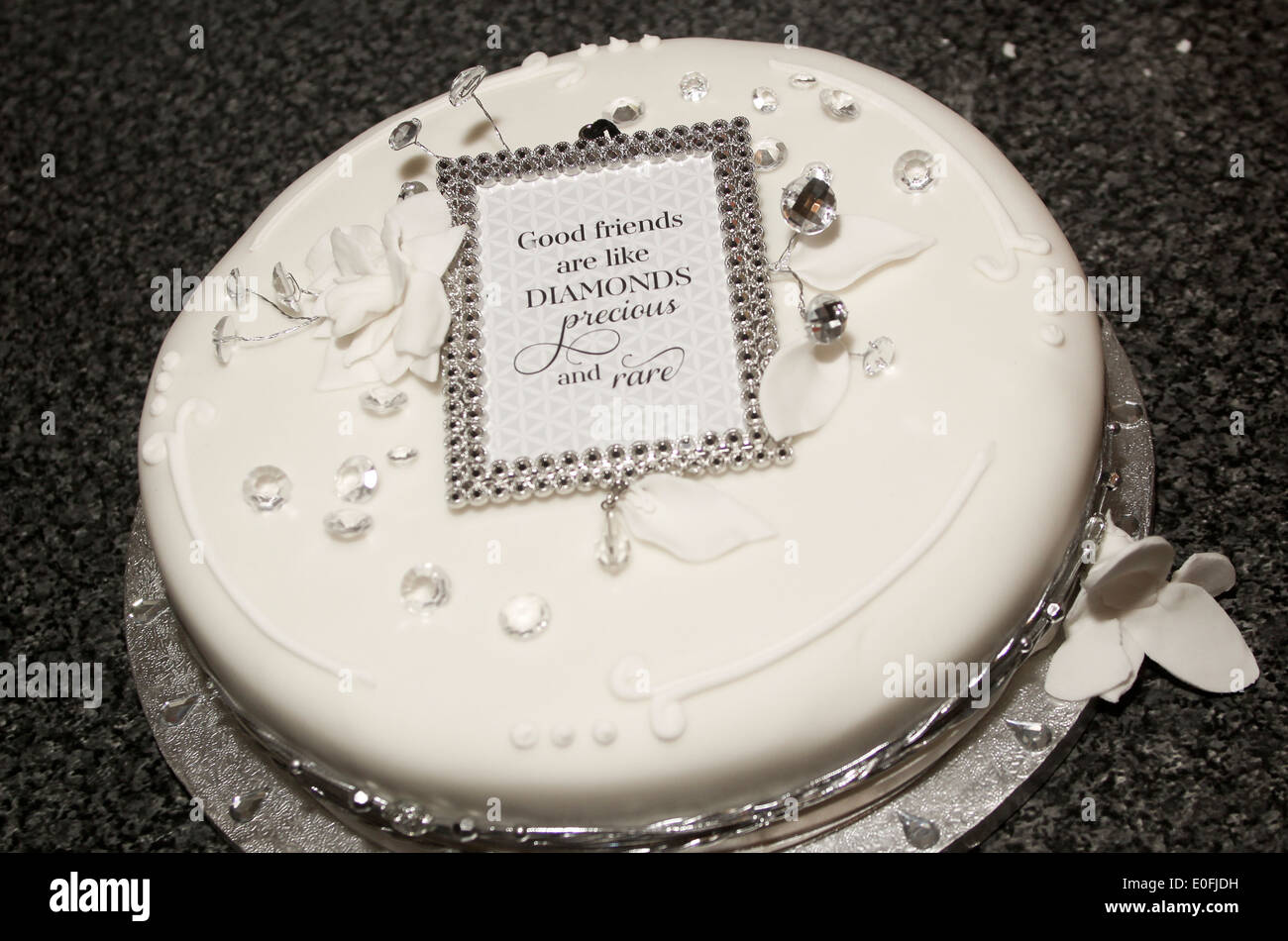 Diamond wedding anniversary celebration cake Stock Photo