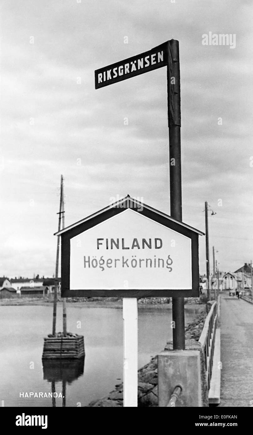 The Swedish-Finnish border in Haparanda, Norrbotten, Sweden Stock Photo