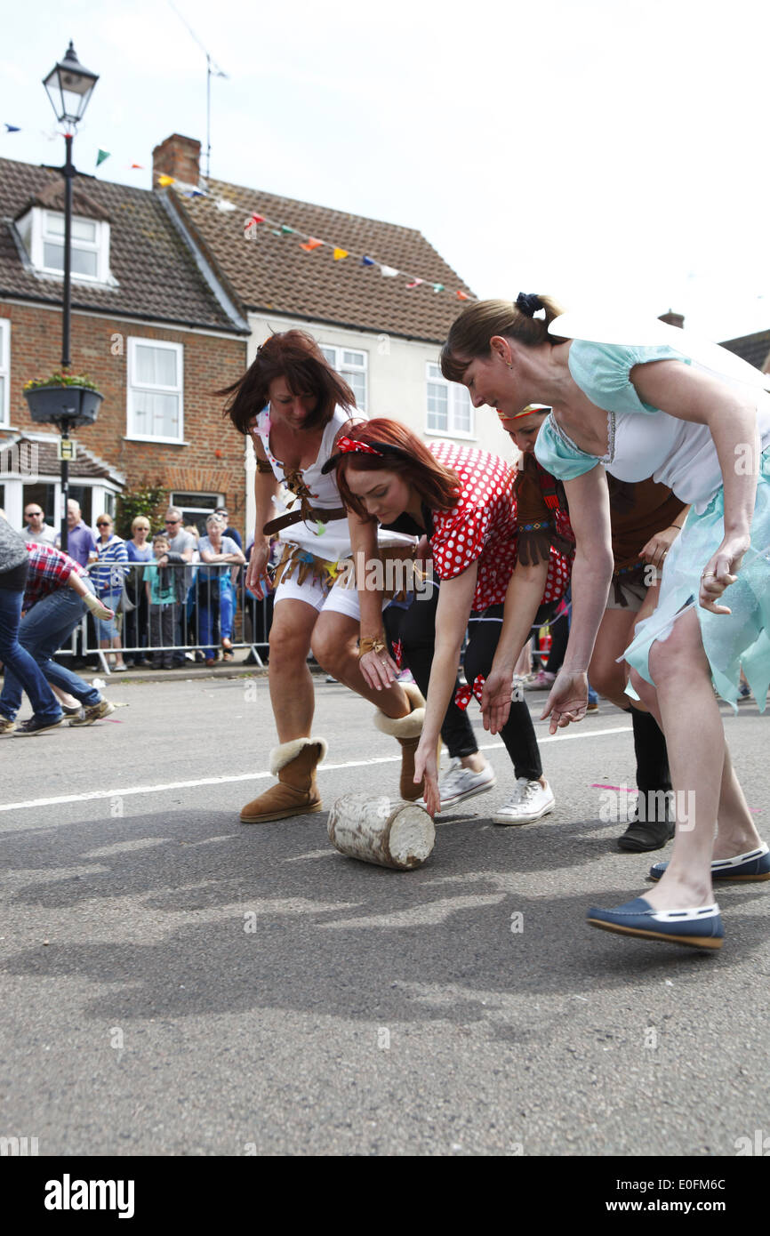 The quirky annual cheese rolling held in Stilton on May Day Bank Holiday Monday, in Stilton, Cambridgeshire, England, Britain Stock Photo