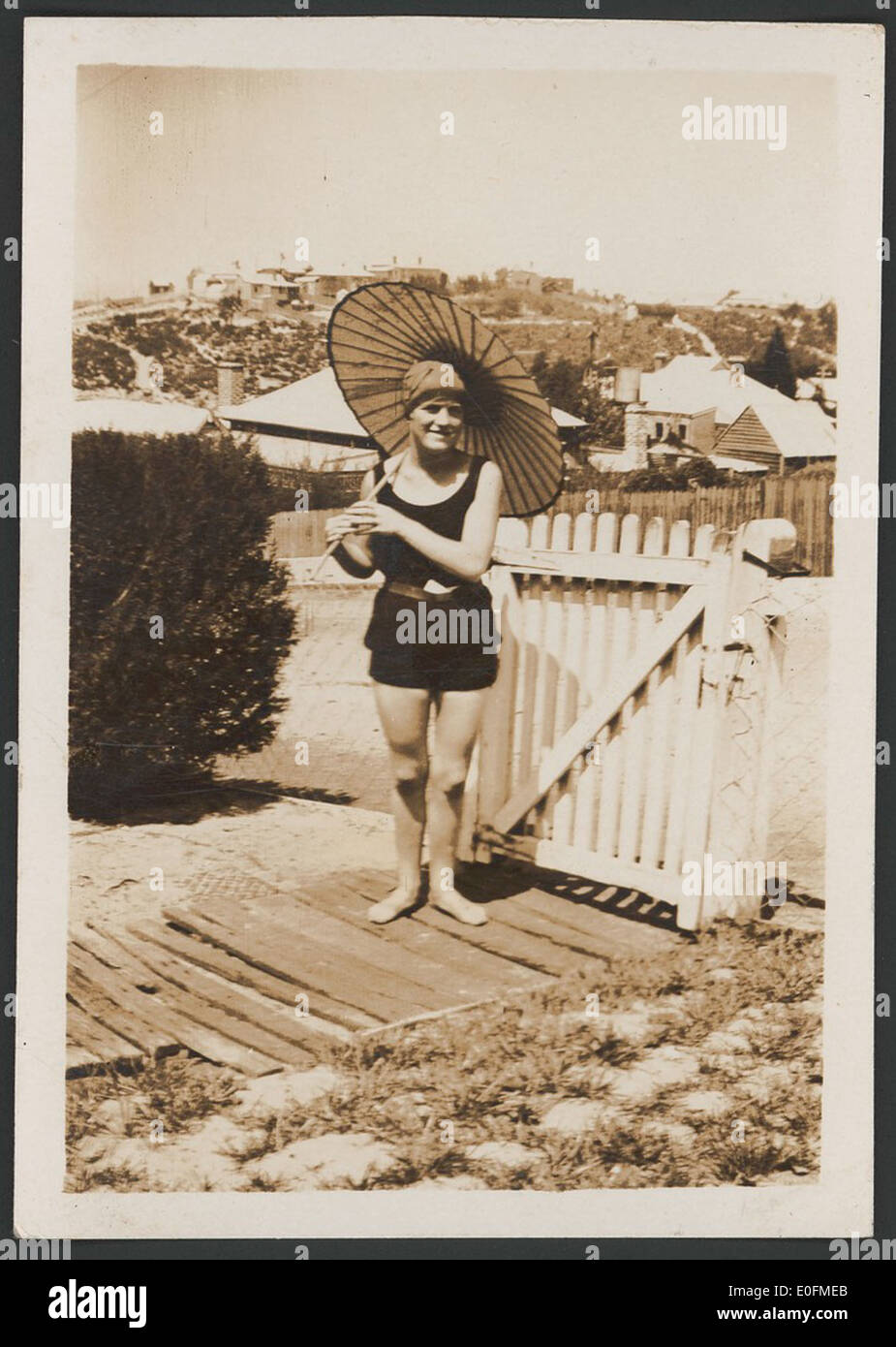 Polly?, with parasol, Hill Street, Bayswater, Western Australia Stock