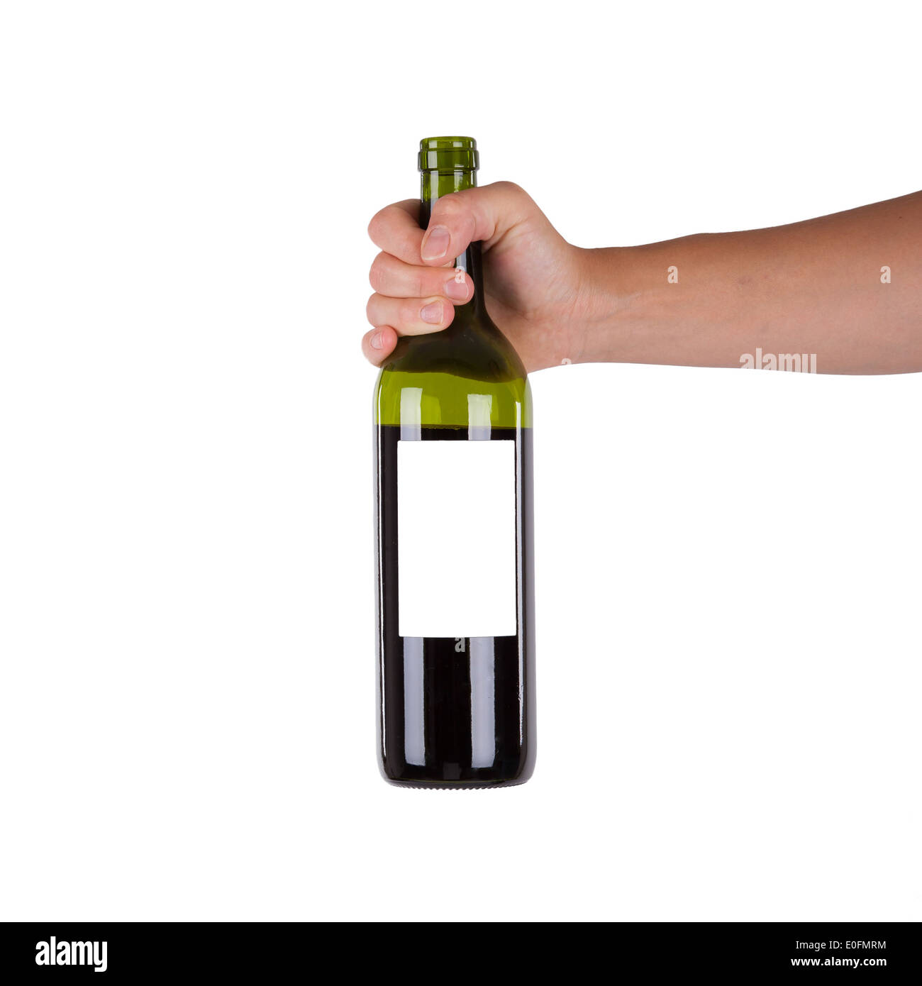 Hand holding a bottle of red wine, isolated on white Stock Photo Alamy
