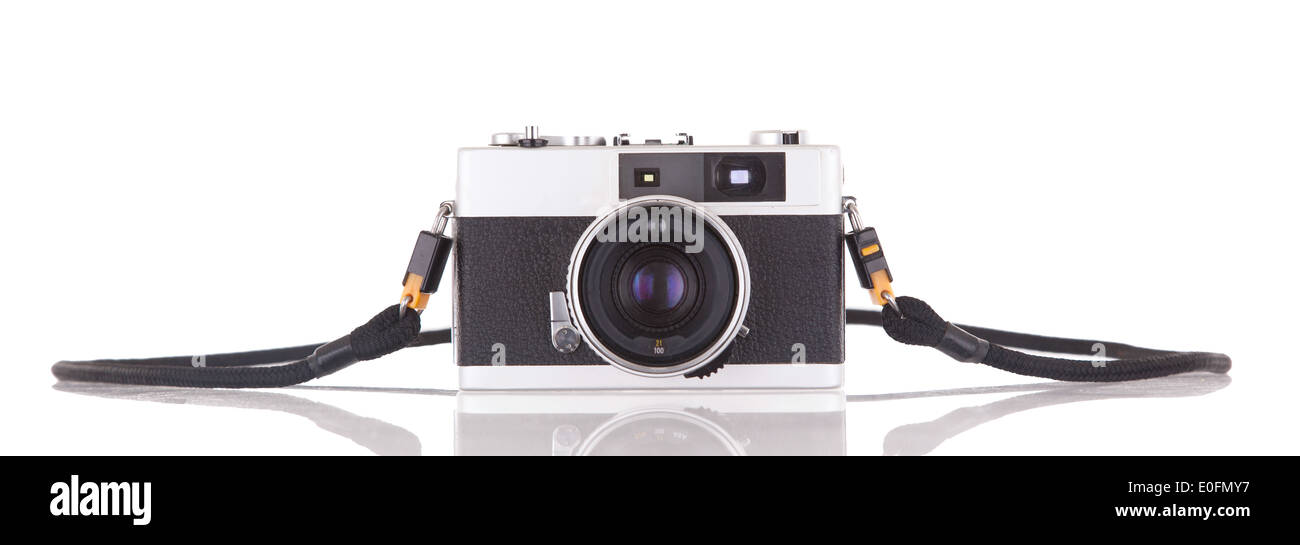 Old vintage camera isolated on white background Stock Photo - Alamy