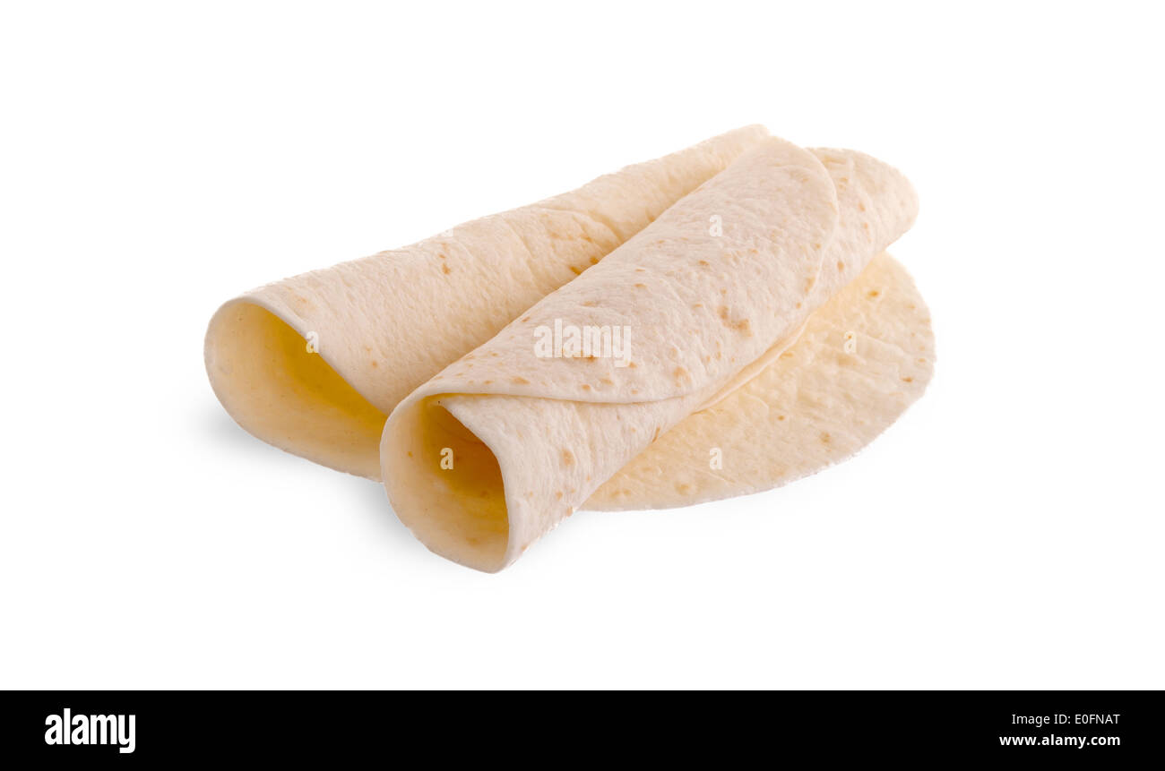 Tortilla Round Shell Wheat round tortillas, isolated on white background Stock Photo - Alamy