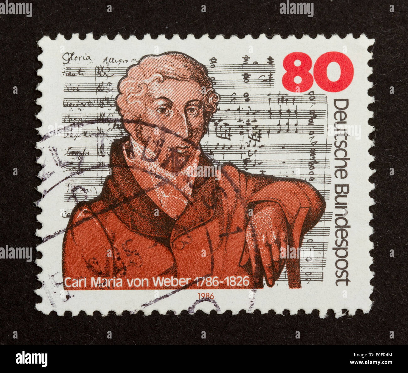 GERMANY - CIRCA 1980: Stamp printed in Germany shows Carl Maria von Weber, circa 1980 Stock Photo