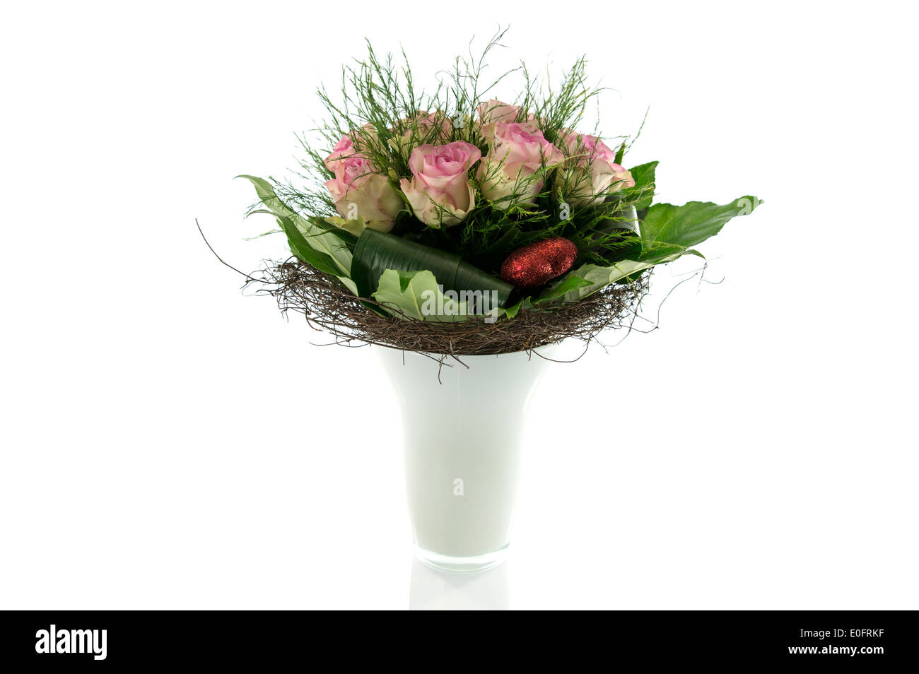 Small White Vase with Pink Rose main image 0