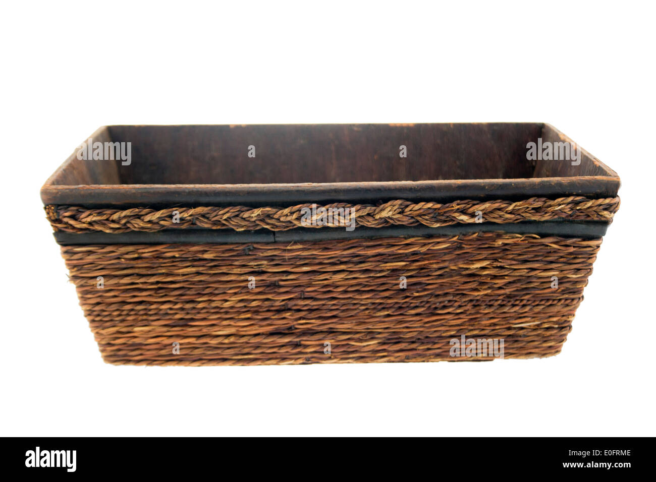 Empty brown flower pot isolated on white background Stock Photo