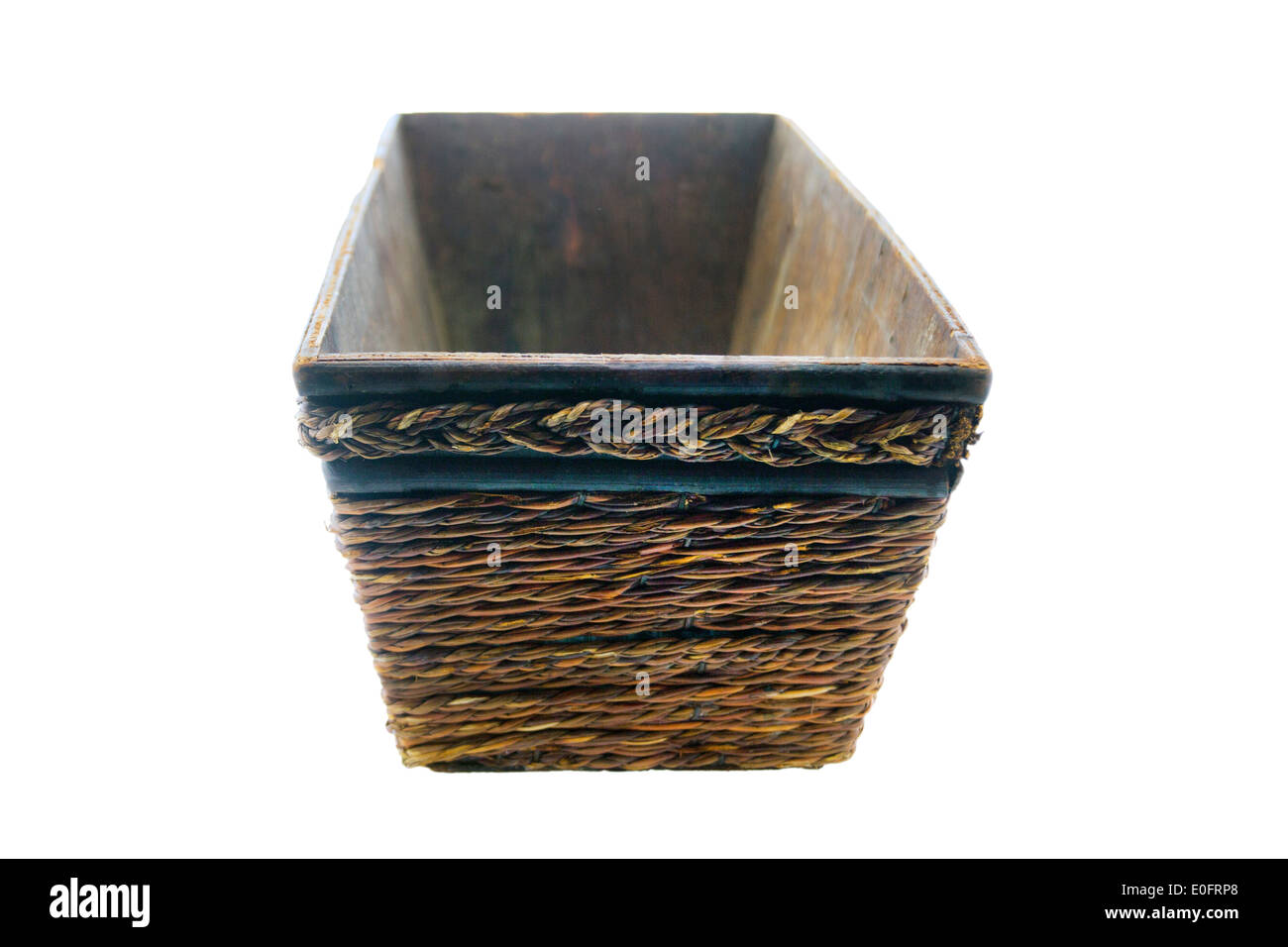 Empty brown flower pot isolated on white background Stock Photo