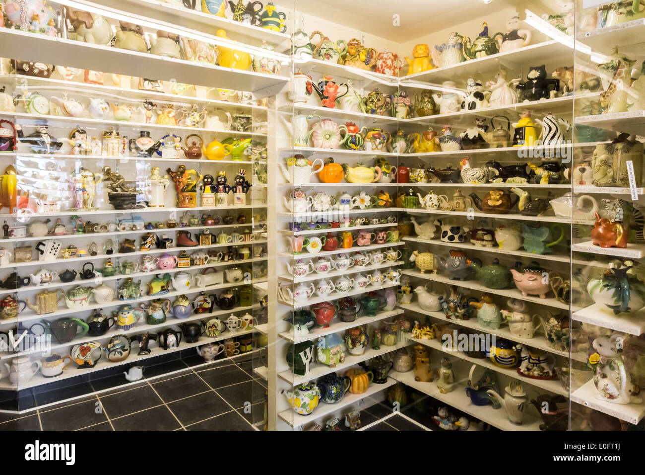 Display of over 7,000 different Teapots at Teapot Island Yalding Kent