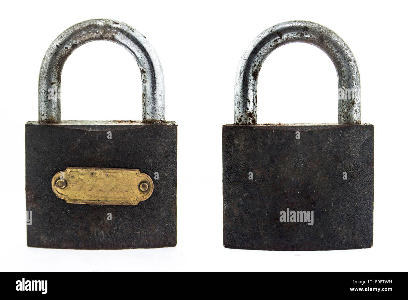 old metal padlock on white background Stock Photo - Alamy