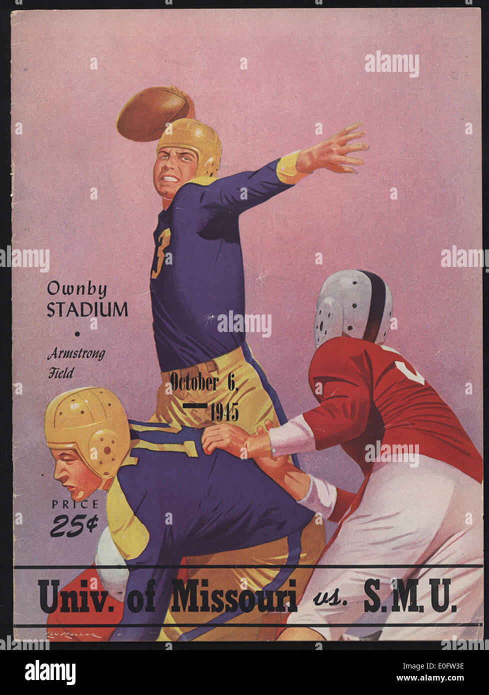 Univ. of Missouri vs. SMU Football Game Program Cover (1945) Stock Photo