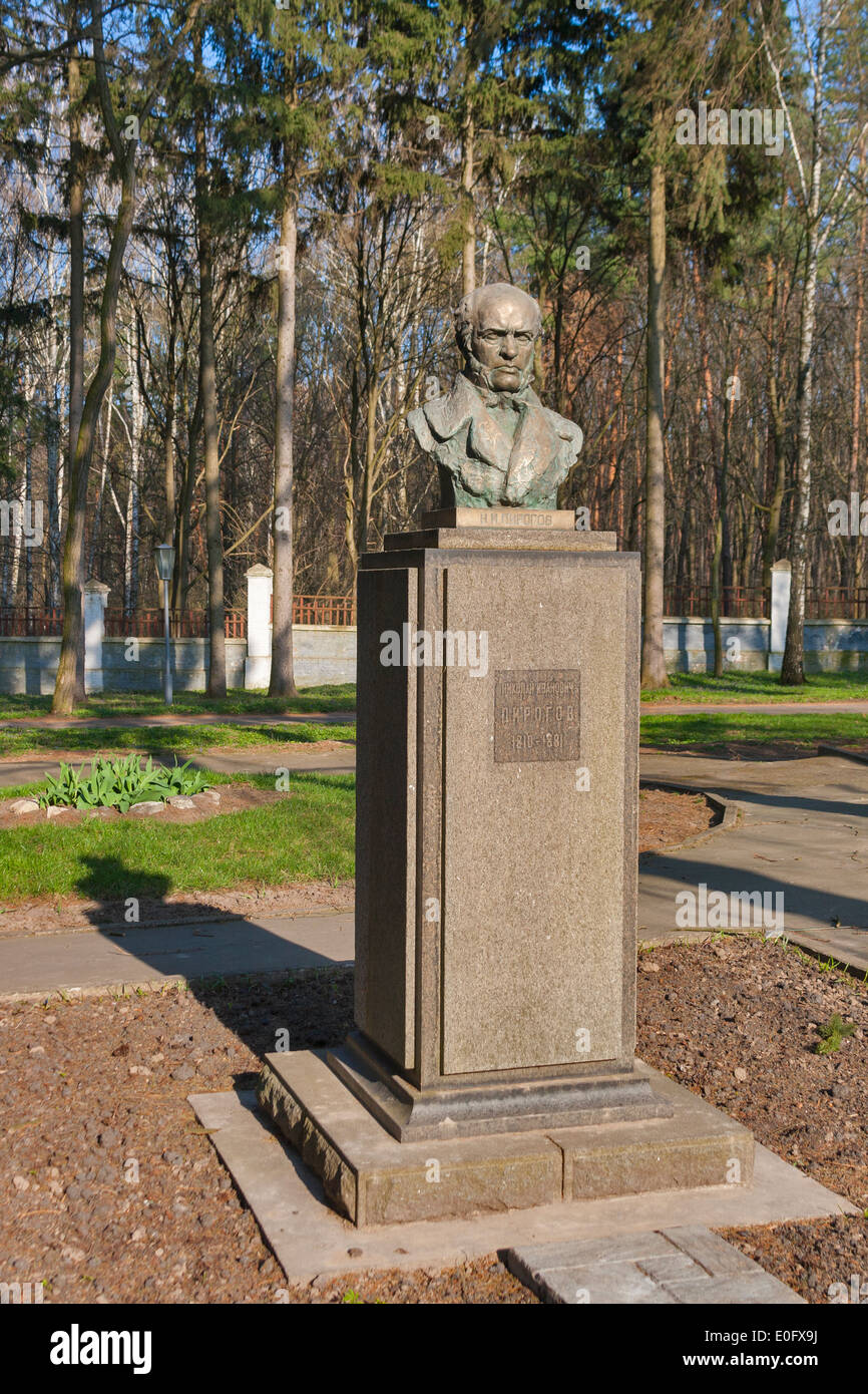 Monument to the famous surgeon Nikolay Pirogov in his Museum Estate in Vinnitsia, Ukraine. Sculptor I. Krestovsky, 1947. Stock Photo