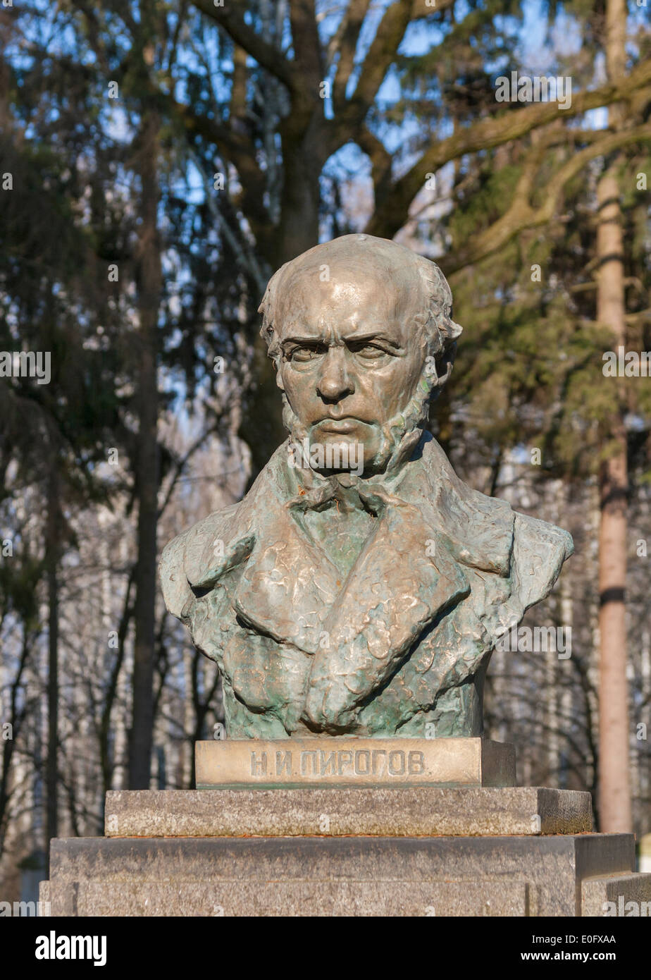 Monument to the famous surgeon Nikolay Pirogov in his Museum Estate in Vinnitsia, Ukraine. Sculptor I. Krestovsky, 1947. Stock Photo