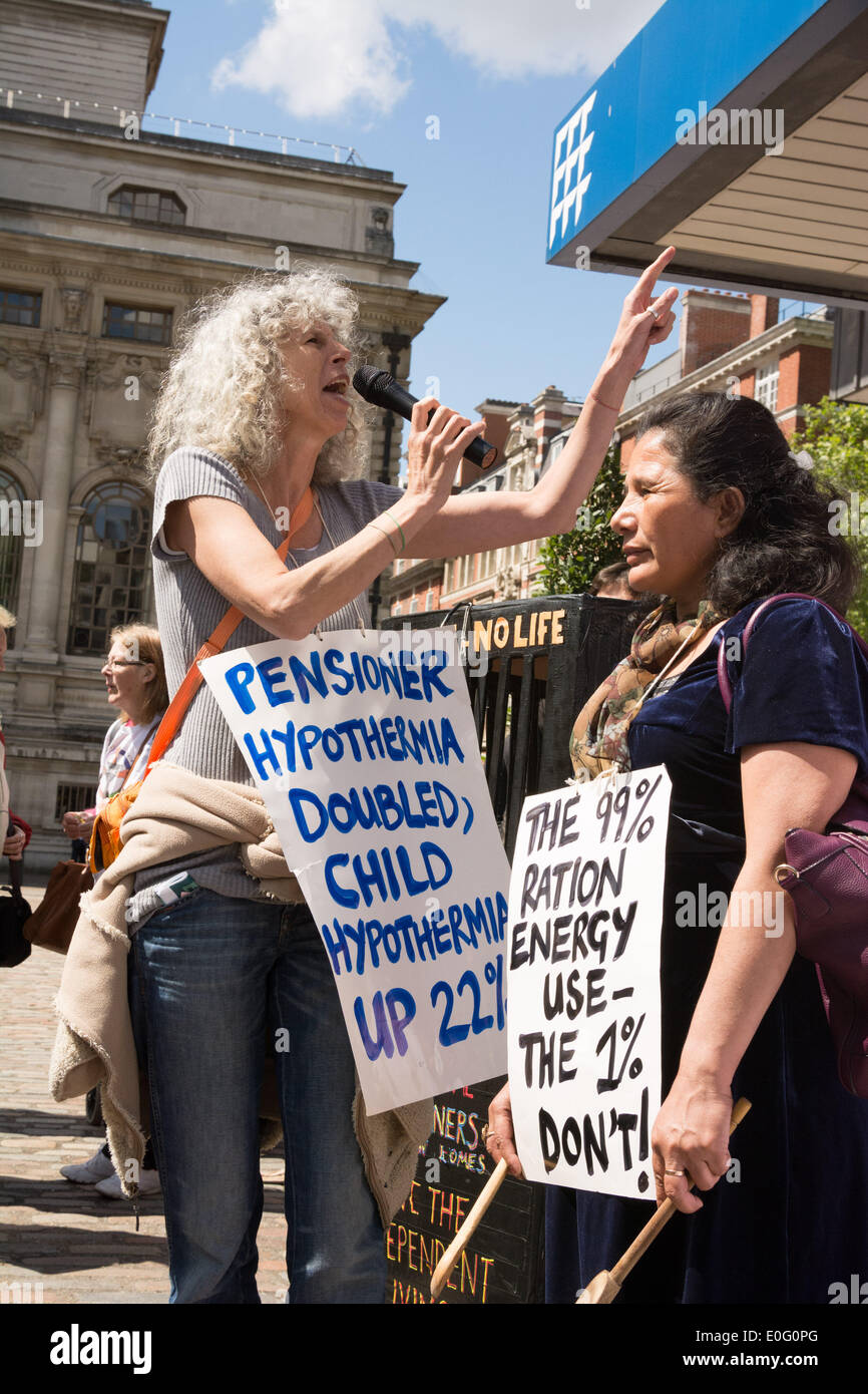 Protesters gather outside the British Gas Annual General Meeting in