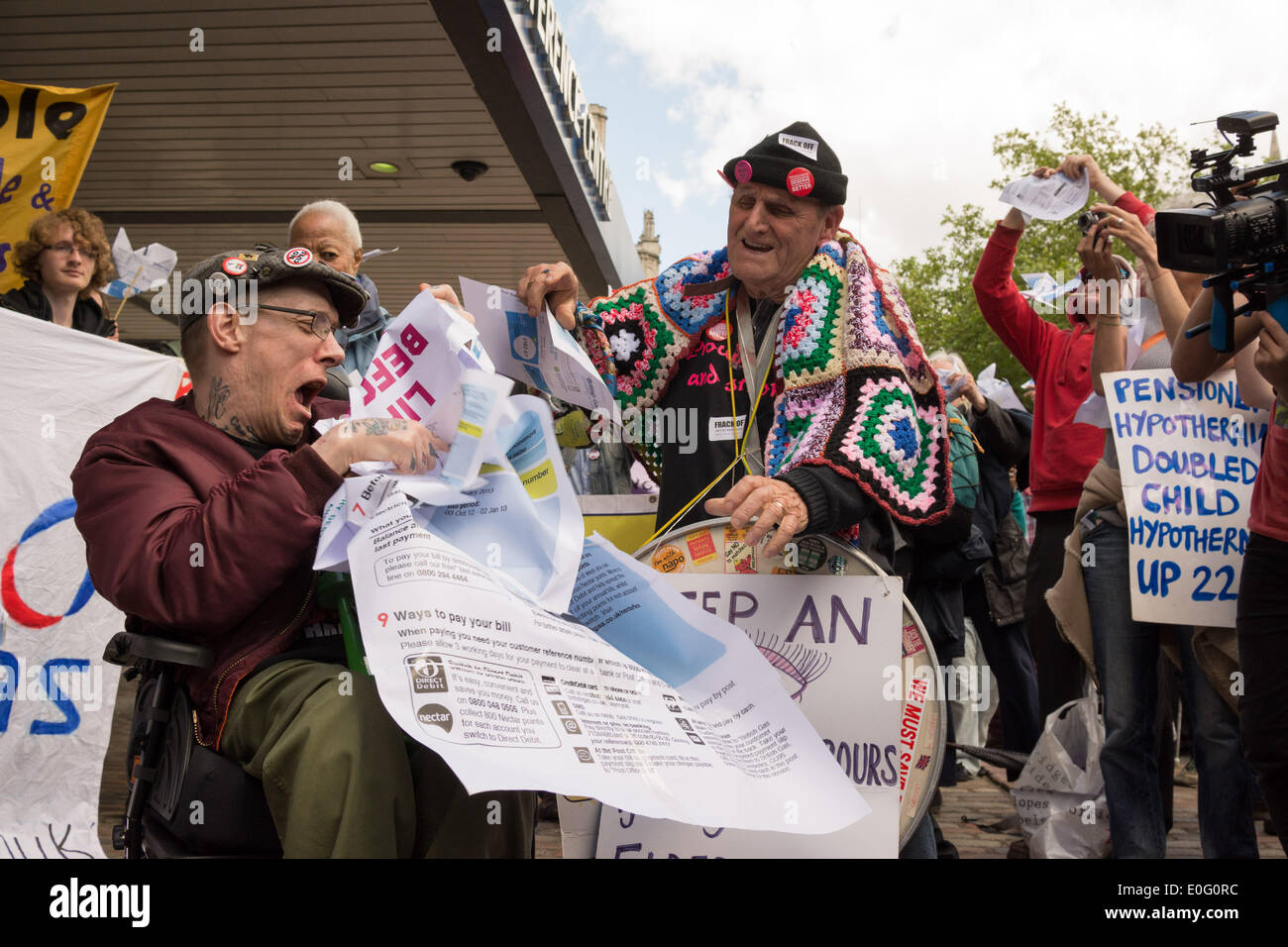 Protesters gather outside the British Gas Annual General Meeting in