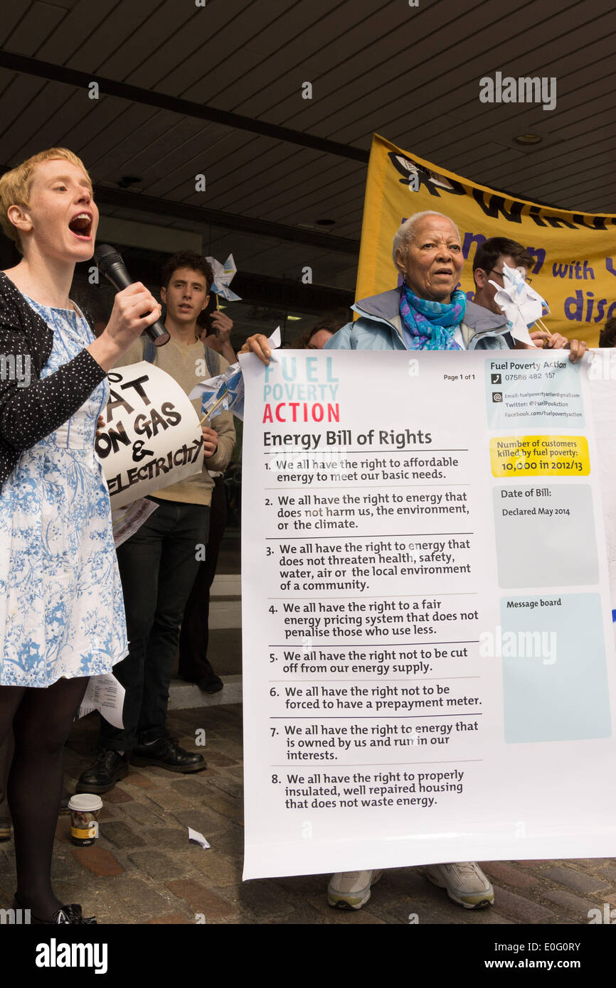 Protesters gather outside the British Gas Annual General Meeting in