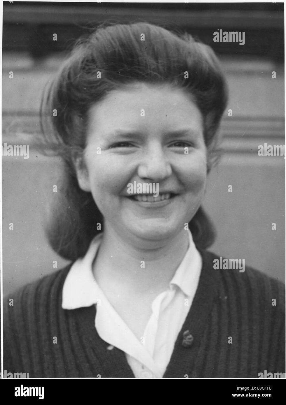 Portrait of Helen Johns, clerical worker at the Farmer's Co-operative Milk Factory, Drouin, Victoria Stock Photo