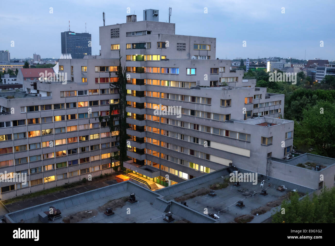 Old GDR apartment blocks Potsdamer Platz Berlin Germany Stock Photo