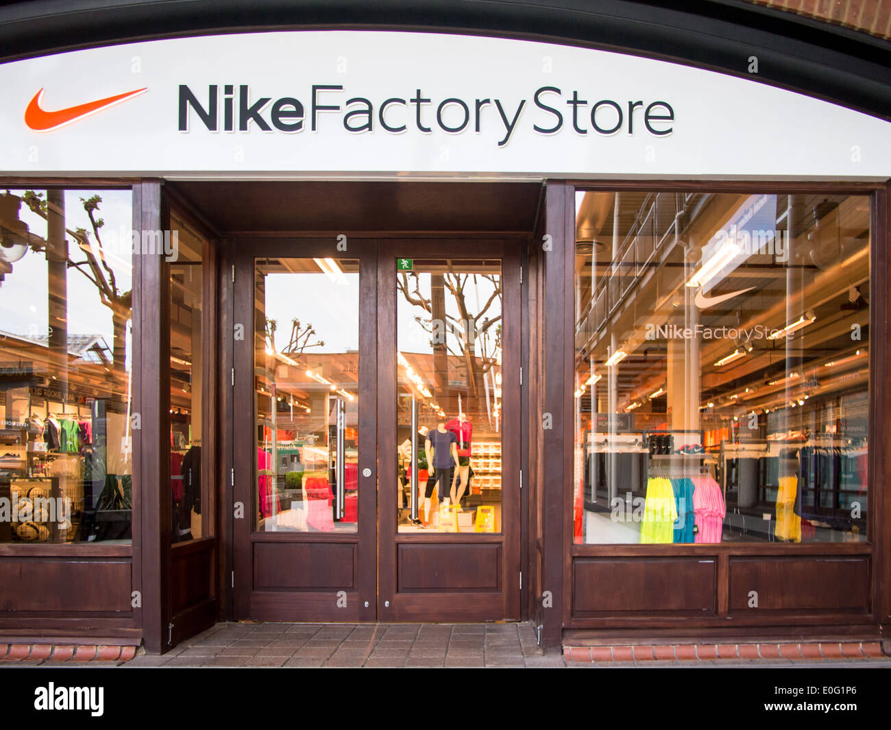 The exterior of a Nike Factory outlet Stock Photo