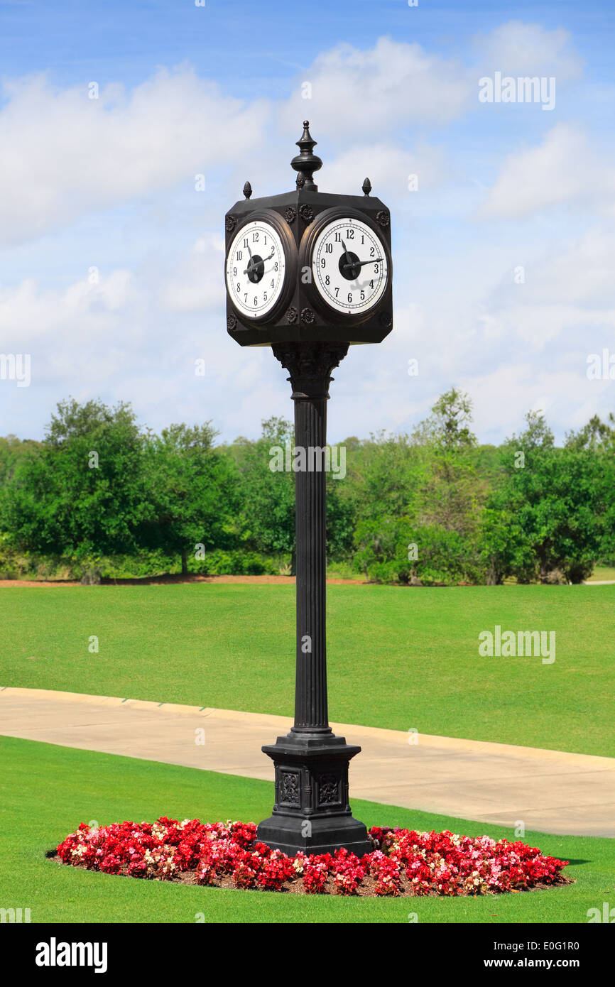 Outdoor Clock Post Stock Photo Alamy