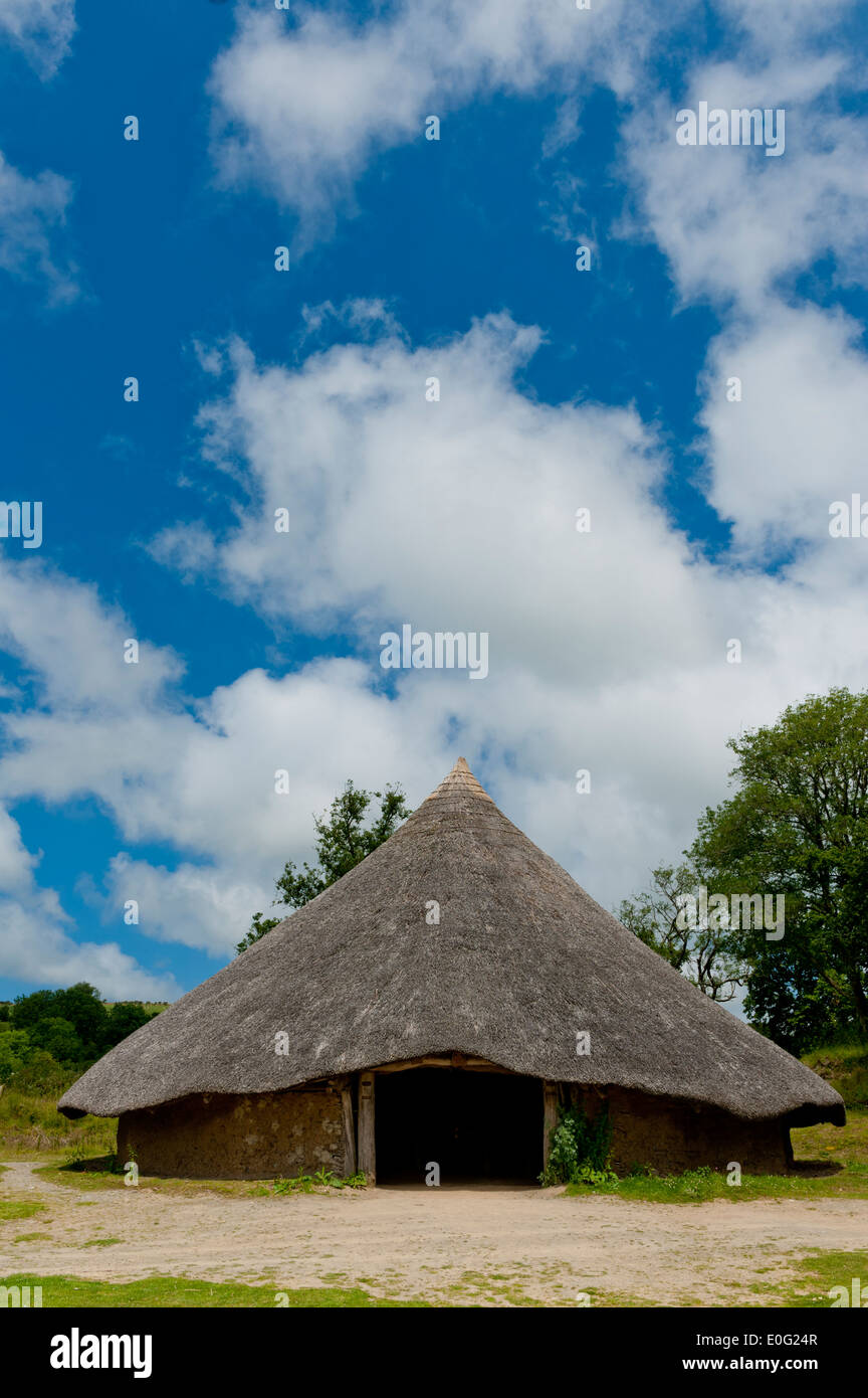 Castell Henllys Iron Age village reconstruction in Pembrokeshire West Wales Stock Photo