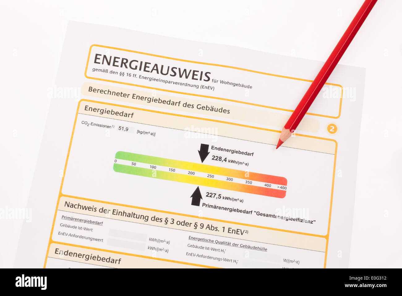 The energy identity card for single-family dwelling, Austria, Der Energieausweis fuer Einfamilienhaus, oesterreich Stock Photo
