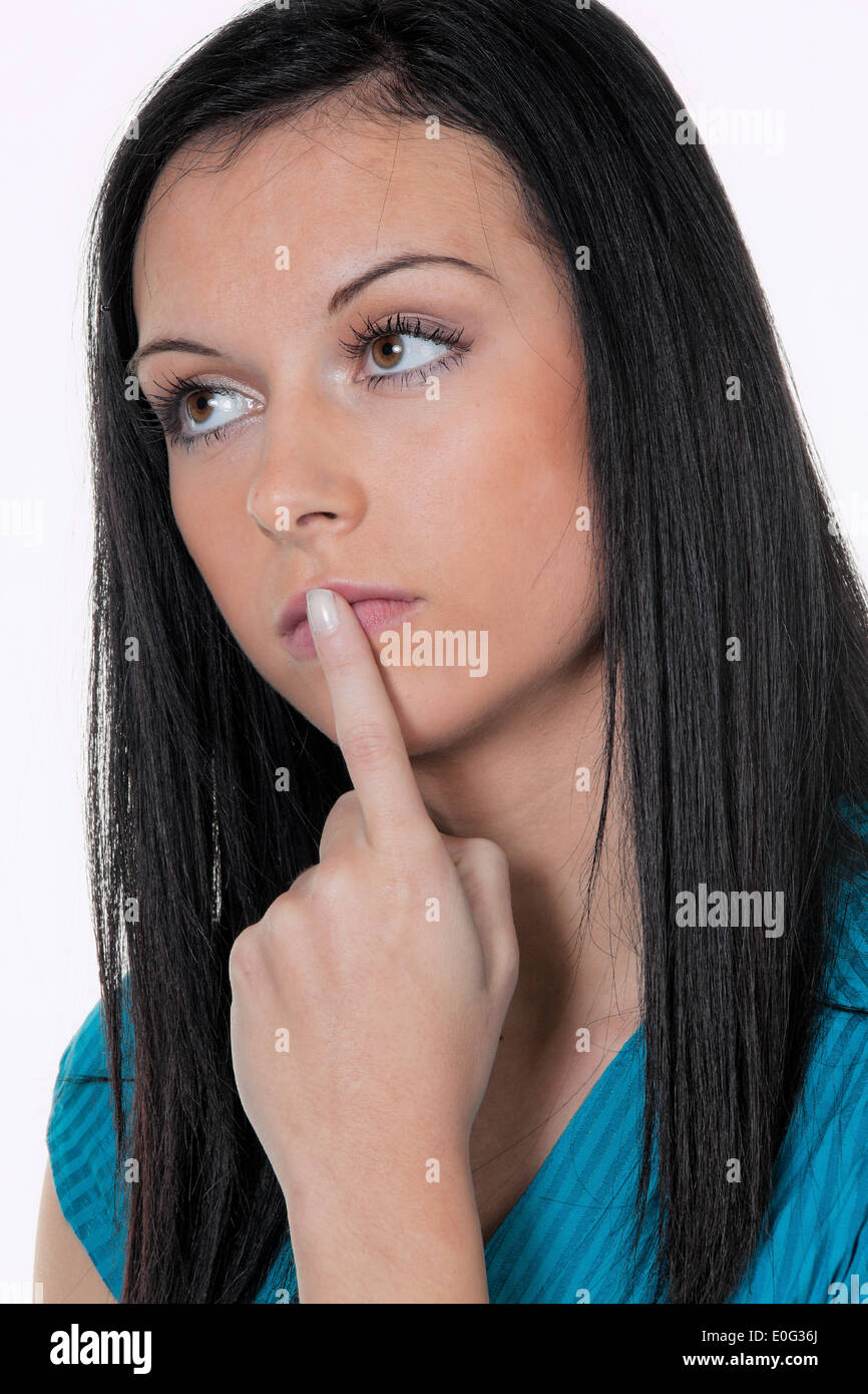 Pensive woman, Nachdenkliche Frau Stock Photo