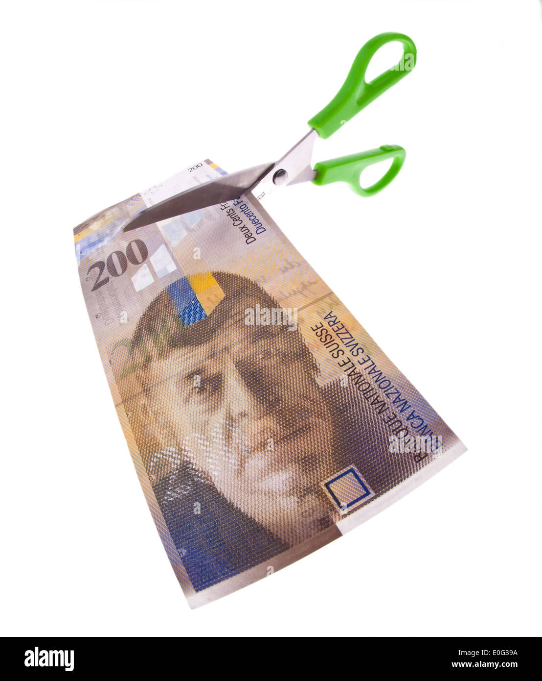 Swiss franc of bank notes. Currency of Switzerland., Schweizer Franken Geldscheine. Waehrung der Schweiz. Stock Photo