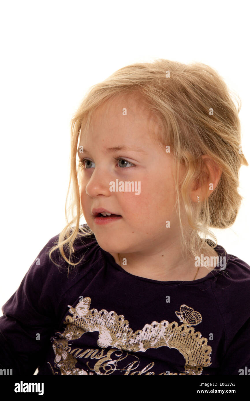 Portrait of a blond, small girl. Child head., Portrait eines blonden, kleinen Maedchens. Kinderkopf. Stock Photo