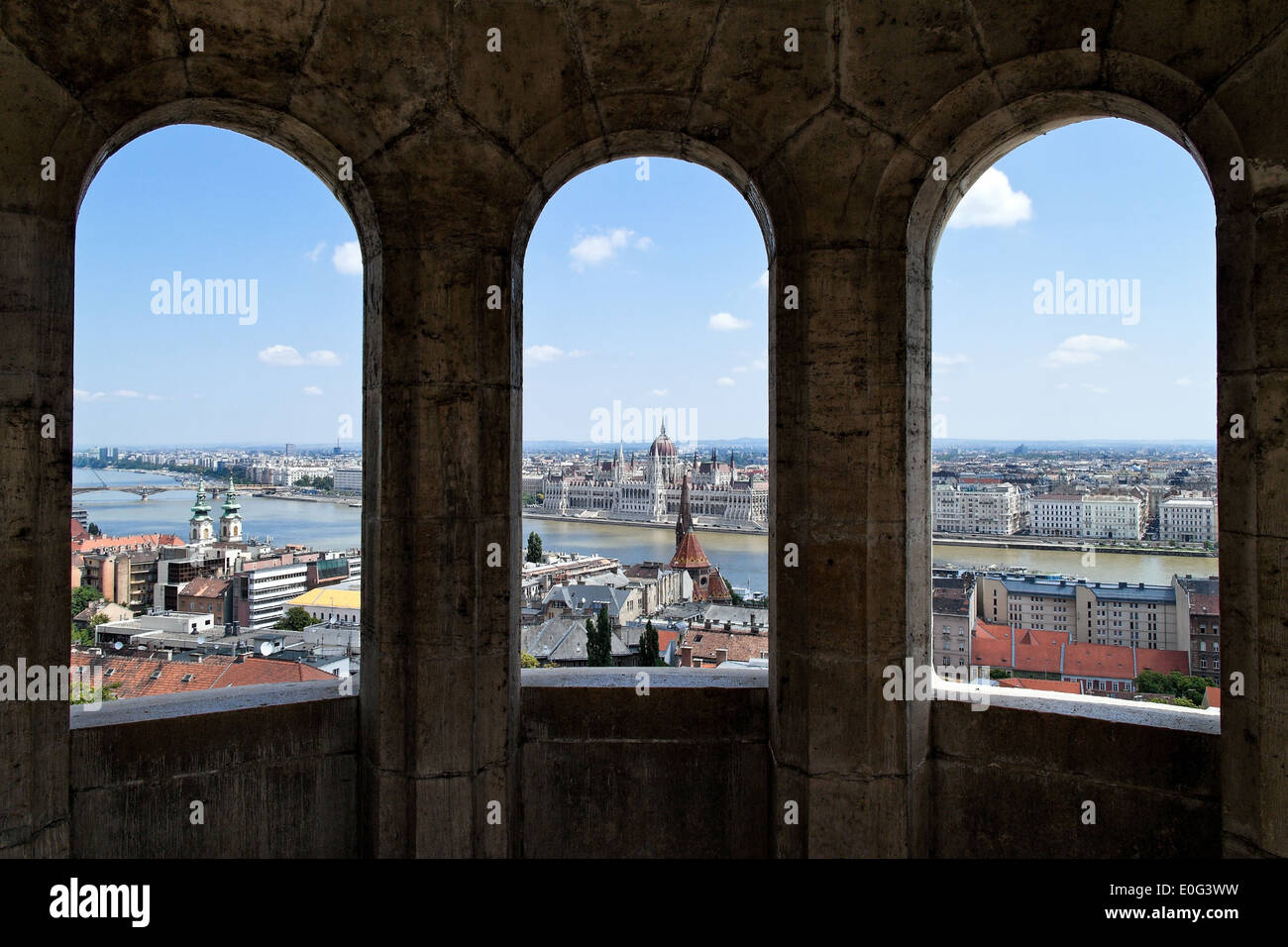 Europe, Hungary, Budapest, town view with parliament, Europa, Ungarn, Stadtansicht mit Parlament Stock Photo